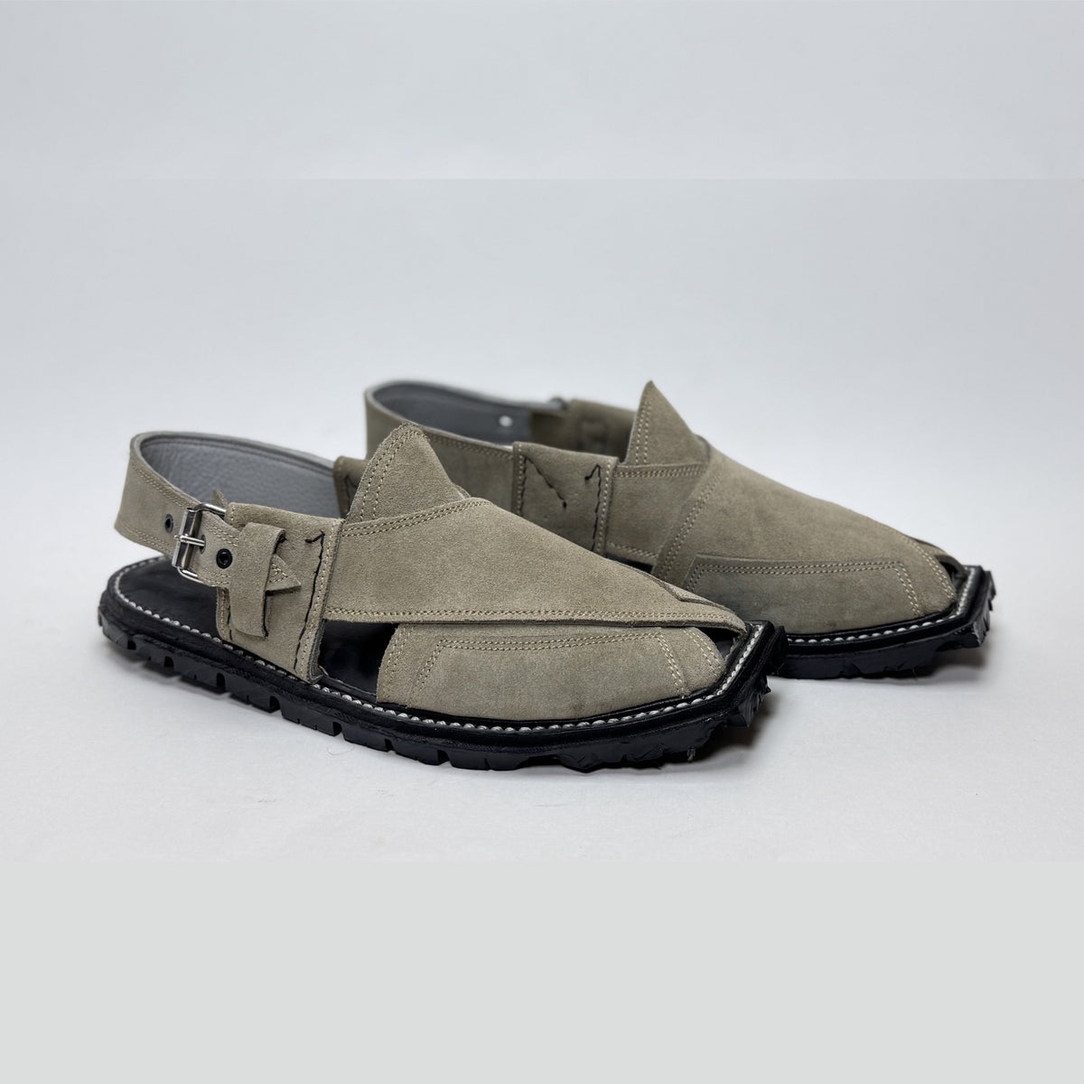 Grey suede Pazwar Peshawari Khari/chappals