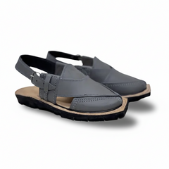 Slate Grey Leather Quetta Norozi Kheri/Chappal