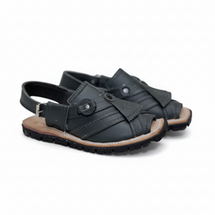 Slate Black Genuine Matte Leather Traditional Balochi Mariwal Kheri/Chappal