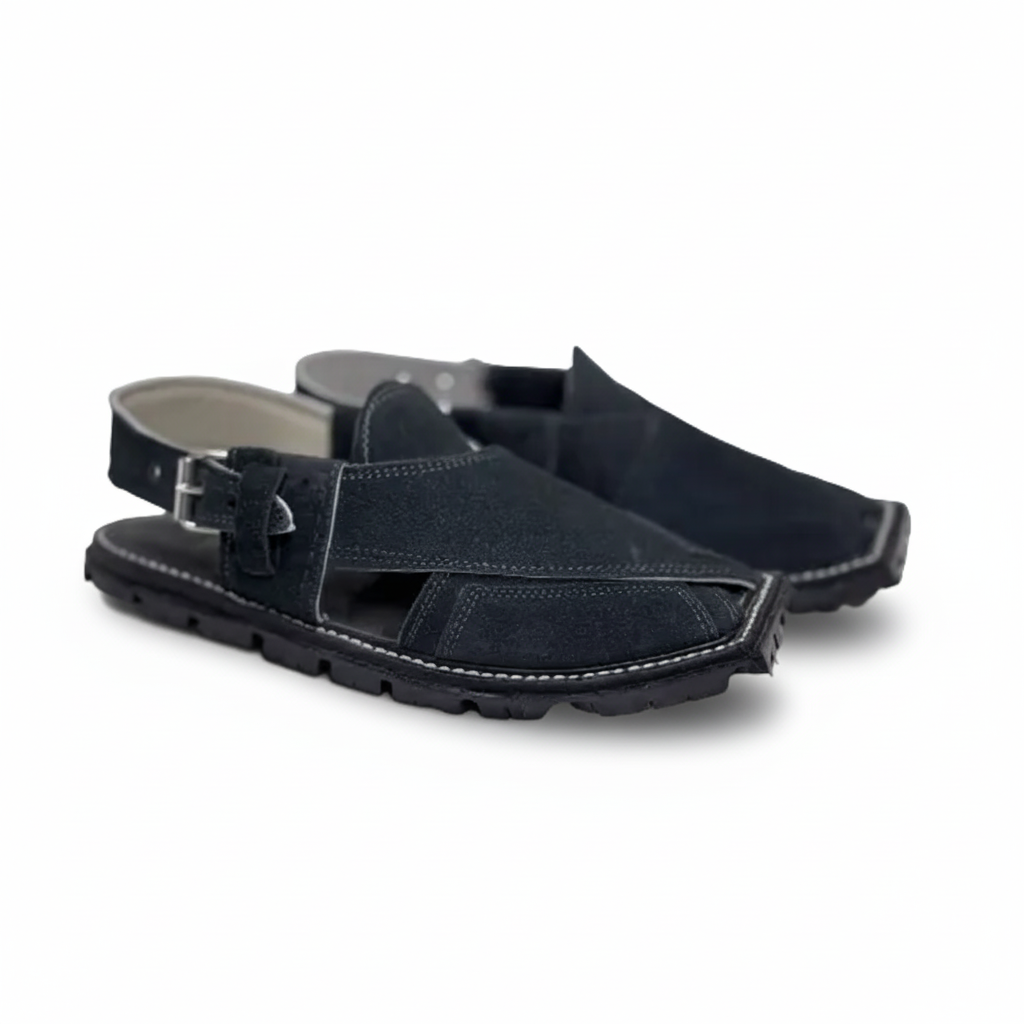 Midnight Black Suede Pazwar Kheri/Chappal