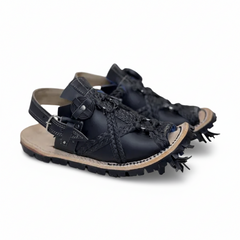 Matte Midnight Black Leather Balochi Mariwal Kheri/Chappal