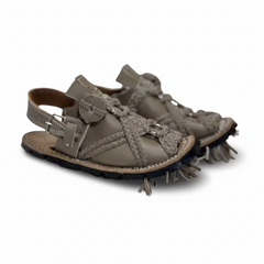 Stone Grey / Taupe Braided Avant-Garde balochi mariwal kheri/Chappal
