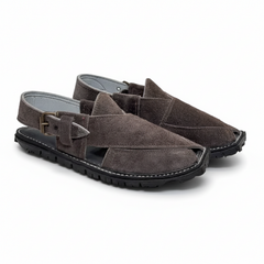 Coffee Brown Traditional Peshawari Pazwar Kheri/Chappal - Suede Edition