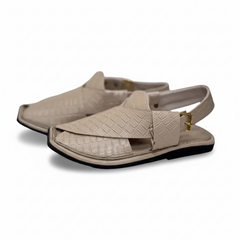 Biscuit Beige Leather Peshawari Kheri/Chappal