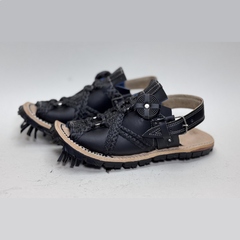 Matte Midnight Black Leather Balochi Mariwal Kheri/Chappal