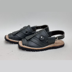 Slate Black Genuine Matte Leather Traditional Balochi Mariwal Kheri/Chappal