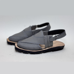 Slate Grey Leather Quetta Norozi Kheri/Chappal
