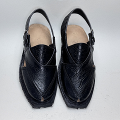 BLACK LEATHER Crocodile/Croc Embossed QUETTA NOROZI kHERI/CHAPPAL