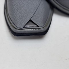 Slate Grey Premium Leather Peshawari Chappal
