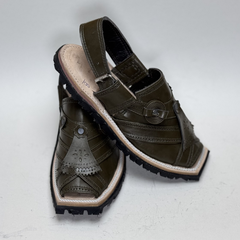 Olive Green leather Balochi Mariwal Keri/Chappal