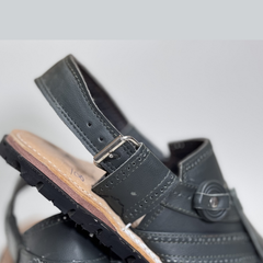 Slate Black Genuine Matte Leather Traditional Balochi Mariwal Kheri/Chappal