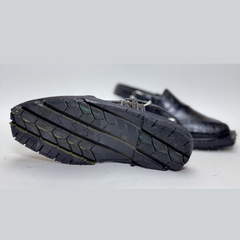 BLACK LEATHER Crocodile/Croc Embossed QUETTA NOROZI kHERI/CHAPPAL