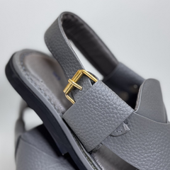 Slate Grey Premium Leather Peshawari Chappal