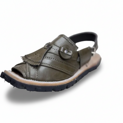 Olive Green leather Balochi Mariwal Keri/Chappal