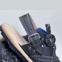 Matte Midnight Black Leather Balochi Mariwal Kheri/Chappal