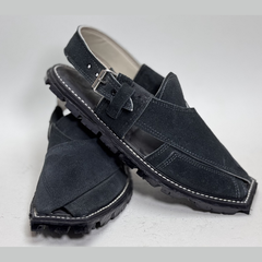 Midnight Black Suede Pazwar Kheri/Chappal