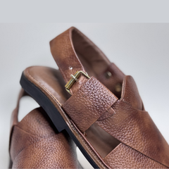 Coffee Brown Premium Crocodile Textured Peshawari Kheri/Chappal